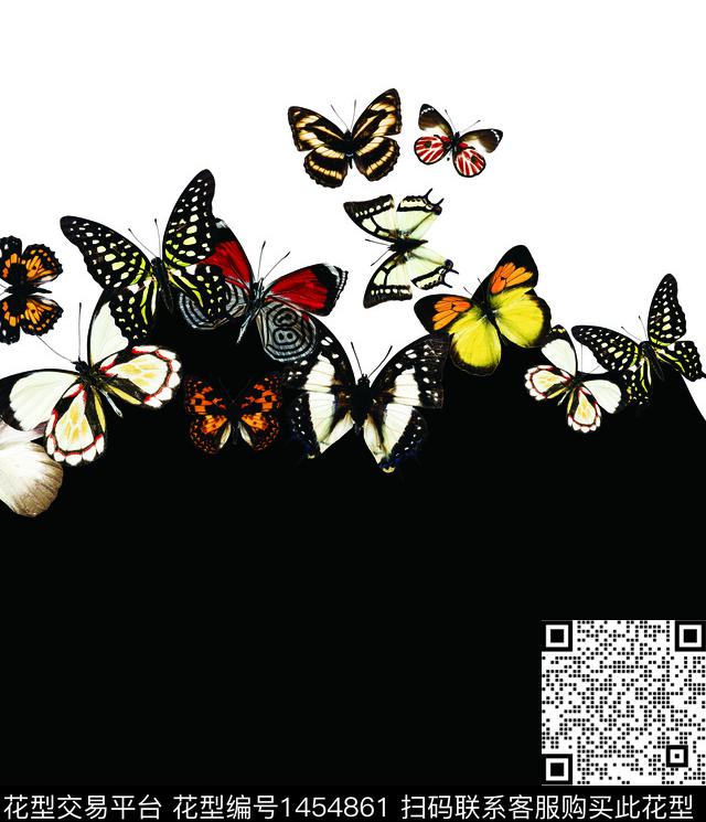 蝴蝶01.jpg - 1454861 - 数码花型 蝴蝶 大牌风 - 数码印花花型 － 女装花型设计 － 瓦栏