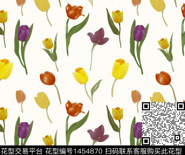 613-3.jpg - 1454870 - 绿植树叶 数码花型 花卉 - 数码印花花型 － 女装花型设计 － 瓦栏