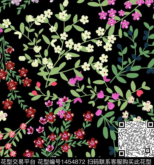 930.jpg - 1454872 - 绿植树叶 数码花型 花卉 - 数码印花花型 － 女装花型设计 － 瓦栏