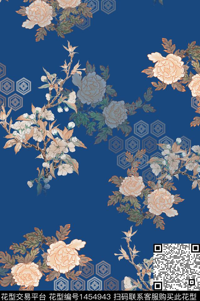 中国风真丝香云纱数码印花花型下载（图片编号: 1454943） - 瓦栏（Walan）