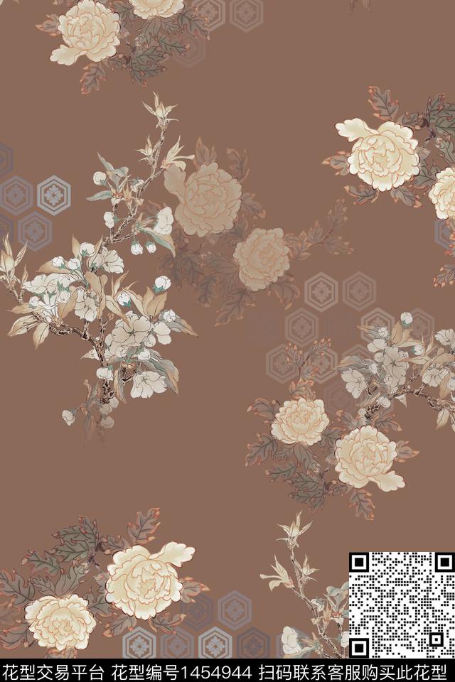 中国风真丝香云纱数码印花花型下载（图片编号: 1454944） - 瓦栏（Walan）