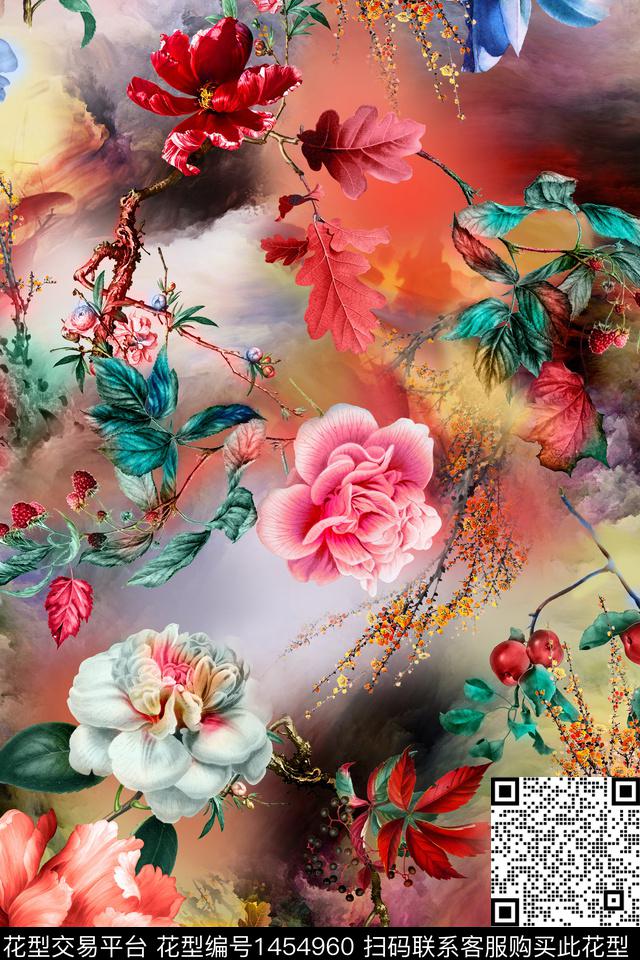 D170908.jpg - 1454960 - 木棉花 民族花卉 水彩 - 数码印花花型 － 女装花型设计 － 瓦栏