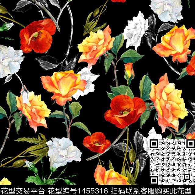 绿植树叶花卉年轻女性数码印花花型下载（图片编号: 1455316） - 瓦栏（Walan）