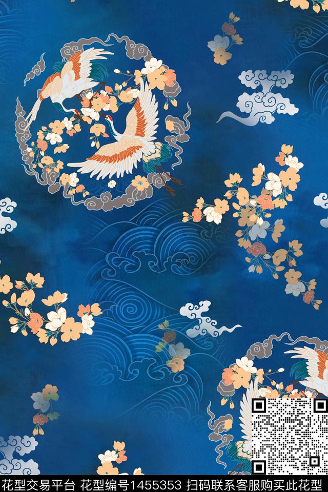 中国风真丝香云纱数码印花花型下载（图片编号: 1455353） - 瓦栏（Walan）