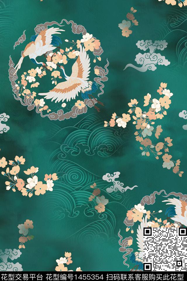 中国风真丝香云纱数码印花花型下载（图片编号: 1455354） - 瓦栏（Walan）