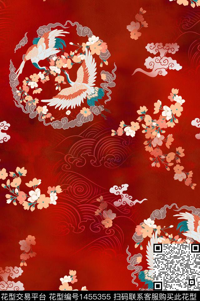 中国风真丝香云纱数码印花花型下载（图片编号: 1455355） - 瓦栏（Walan）