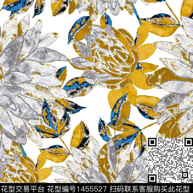 07.tif - 1455527 - 民族花卉 彩底花卉 泳装花型 - 数码印花花型 － 泳装花型设计 － 瓦栏