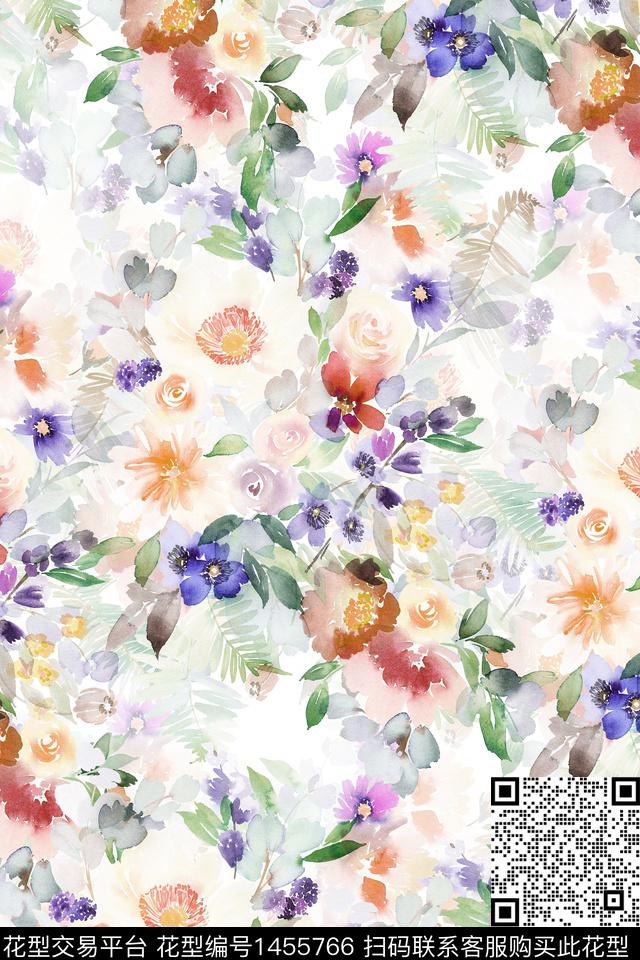 xz2454.jpg - 1455766 - 花卉 小清新 真丝 - 数码印花花型 － 女装花型设计 － 瓦栏