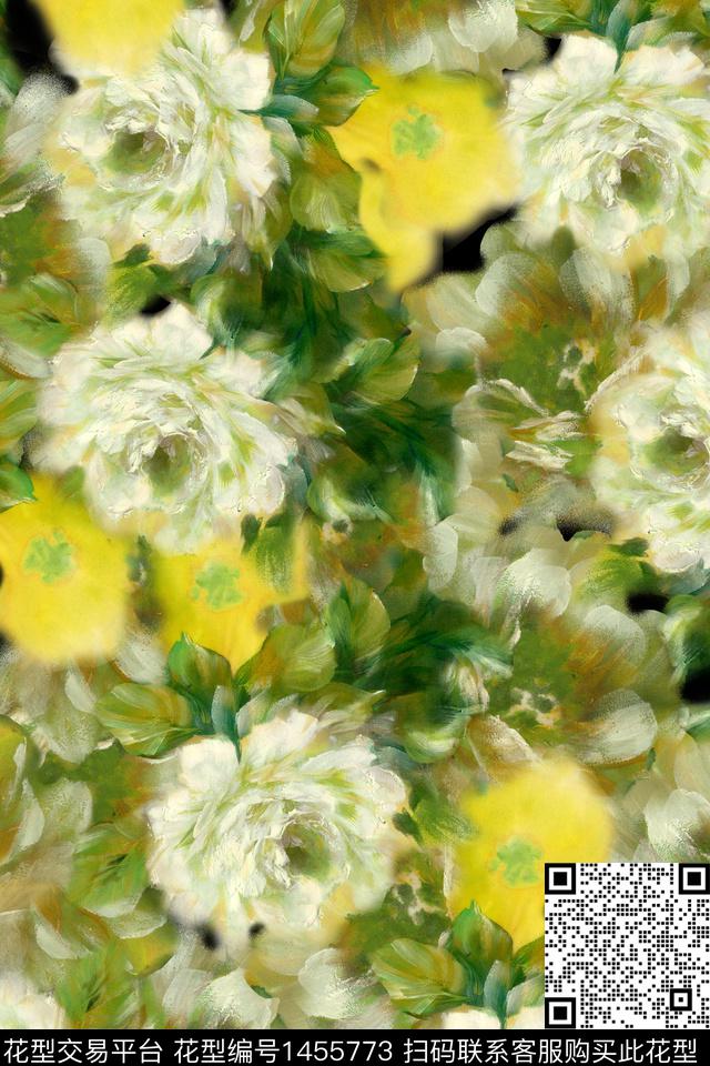 复古花卉大牌风数码印花花型下载（图片编号: 1455773） - 瓦栏（Walan）