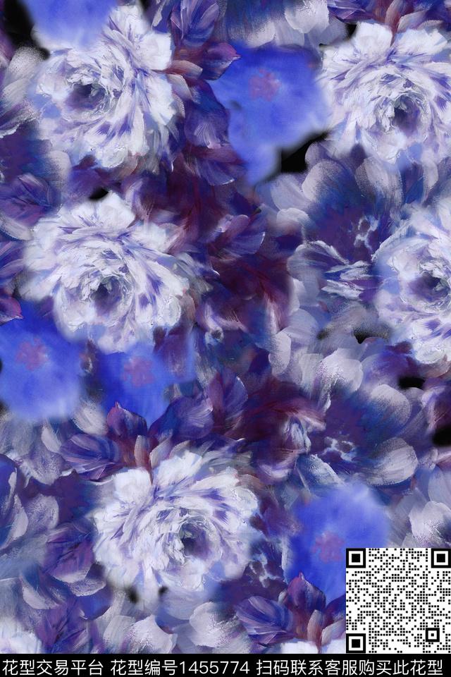复古花卉大牌风数码印花花型下载（图片编号: 1455774） - 瓦栏（Walan）