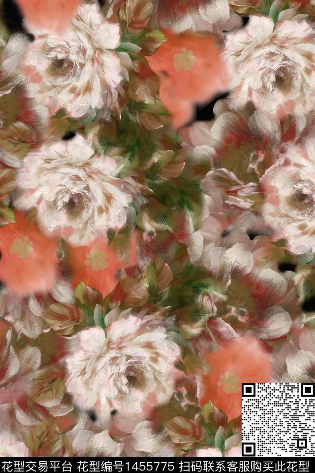 复古花卉大牌风数码印花花型下载（图片编号: 1455775） - 瓦栏（Walan）