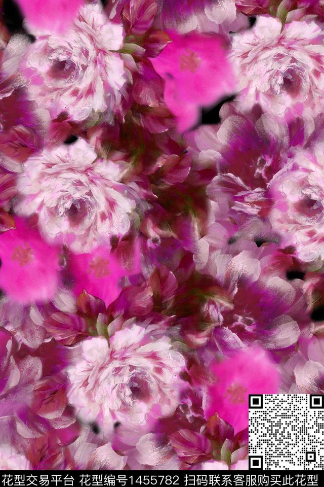 复古花卉大牌风数码印花花型下载（图片编号: 1455782） - 瓦栏（Walan）