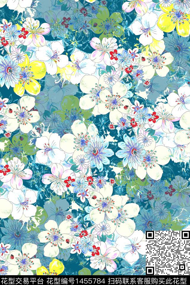 复古花卉春夏花型数码印花花型下载（图片编号: 1455784） - 瓦栏（Walan）