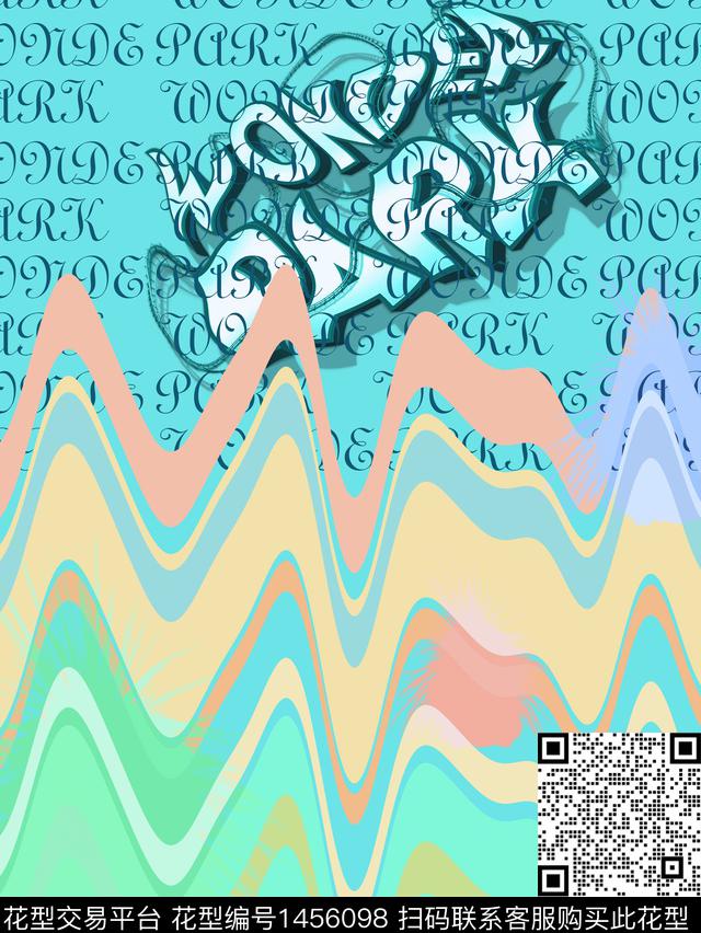 渐变字母民族风数码印花花型下载（图片编号: 1456098） - 瓦栏（Walan）