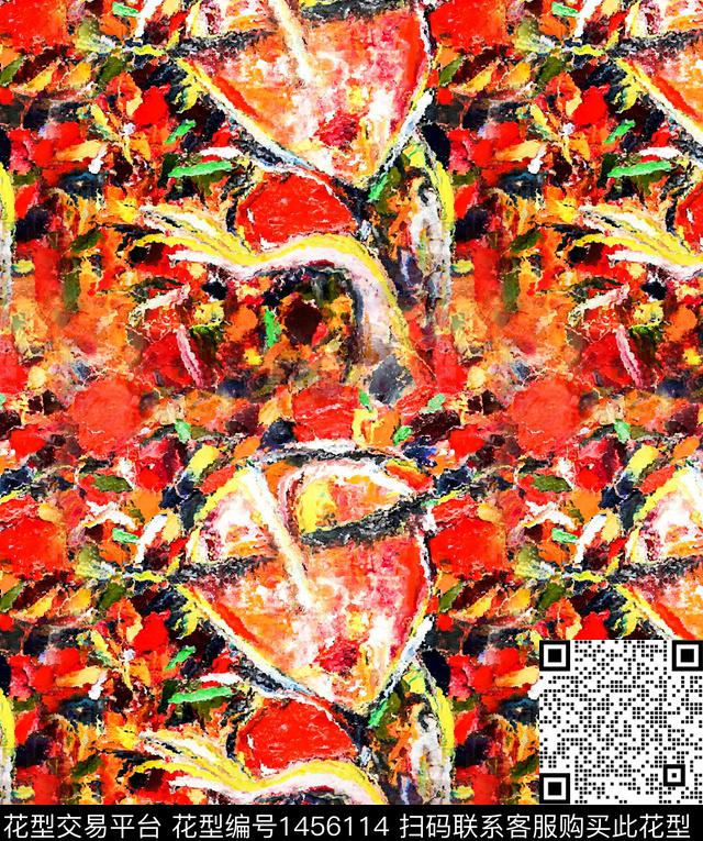 油画花型数码印花花型下载（图片编号: 1456114） - 瓦栏（Walan）