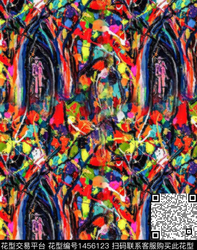油画花型数码印花花型下载（图片编号: 1456123） - 瓦栏（Walan）