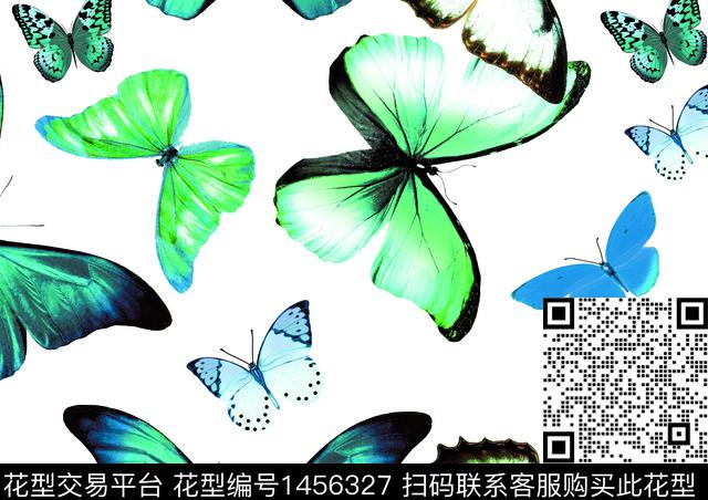 定位花蝴蝶女装数码印花花型下载（图片编号: 1456327） - 瓦栏（Walan）