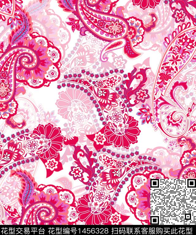 002.jpg - 1456328 - 定位花 女装 佩斯利 - 数码印花花型 － 女装花型设计 － 瓦栏