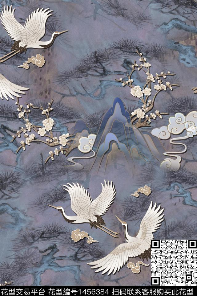 中国风真丝香云纱数码印花花型下载（图片编号: 1456384） - 瓦栏（Walan）