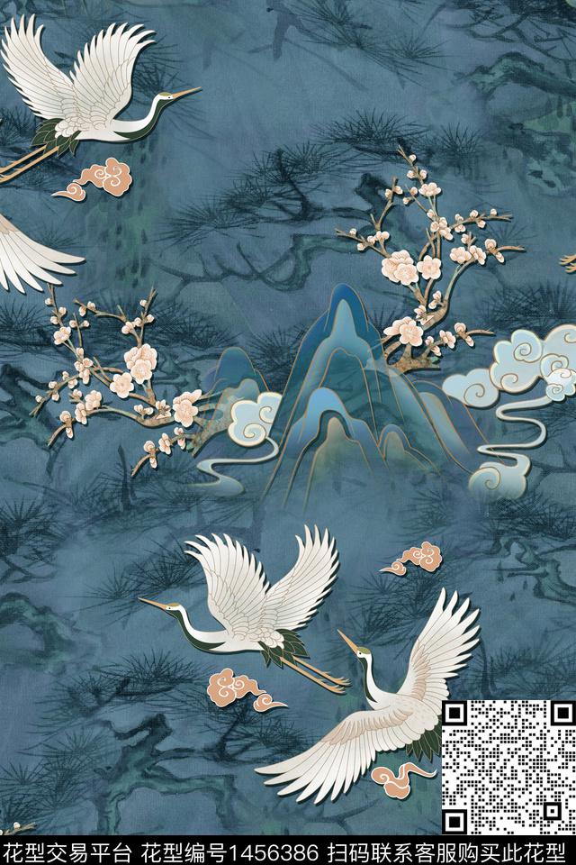 中国风真丝香云纱数码印花花型下载（图片编号: 1456386） - 瓦栏（Walan）