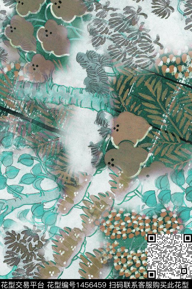 旗袍香云纱中国风数码印花花型下载（图片编号: 1456459） - 瓦栏（Walan）