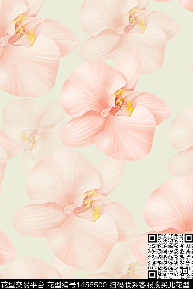 粉色花瓣.jpg - 1456500 - 绿植树叶 花卉 大牌风 - 数码印花花型 － 女装花型设计 － 瓦栏