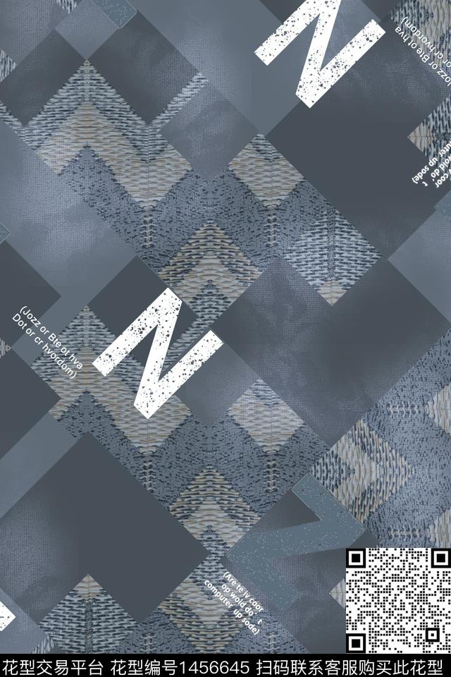 几何字母线条数码印花花型下载（图片编号: 1456645） - 瓦栏（Walan）