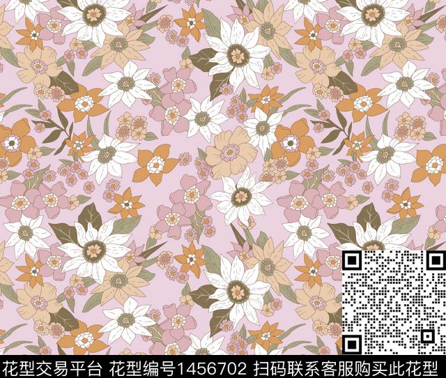 定位花女装佩斯利数码印花花型下载（图片编号: 1456702） - 瓦栏（Walan）
