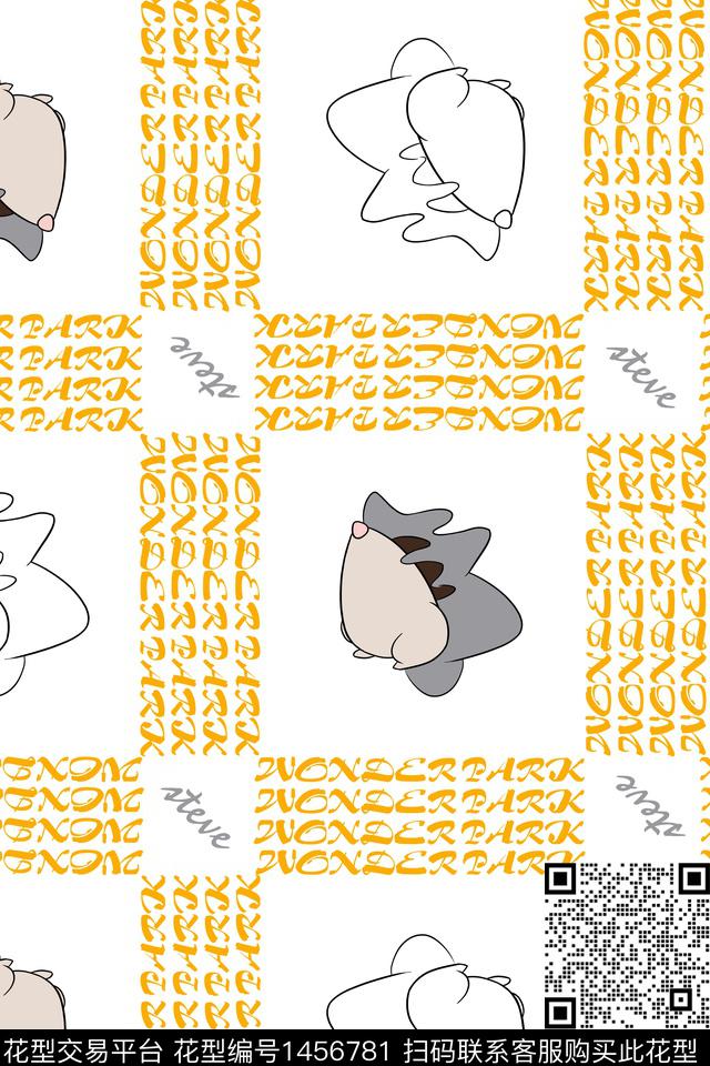 字母简约动物数码印花花型下载（图片编号: 1456781） - 瓦栏（Walan）