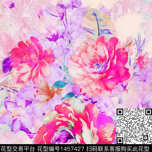 w211017 (2).jpg - 1457427 - 数码花型 大牌风 手绘玫瑰 - 数码印花花型 － 方巾花型设计 － 瓦栏