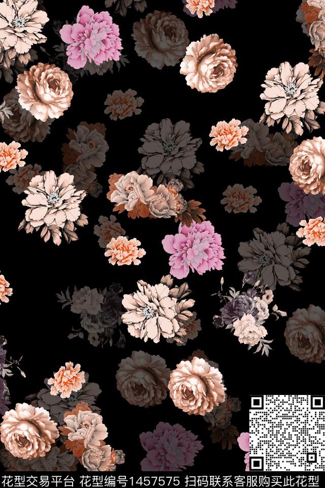 xz2483.jpg - 1457575 - 时尚 花卉 真丝 - 数码印花花型 － 女装花型设计 － 瓦栏
