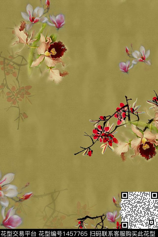 dear-20362.jpg - 1457765 - 旗袍 香云纱 中国 - 数码印花花型 － 女装花型设计 － 瓦栏
