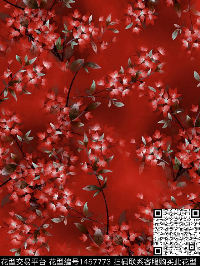 21-10-15.jpg - 1457773 - 数码花型 花卉 香云纱 - 数码印花花型 － 女装花型设计 － 瓦栏