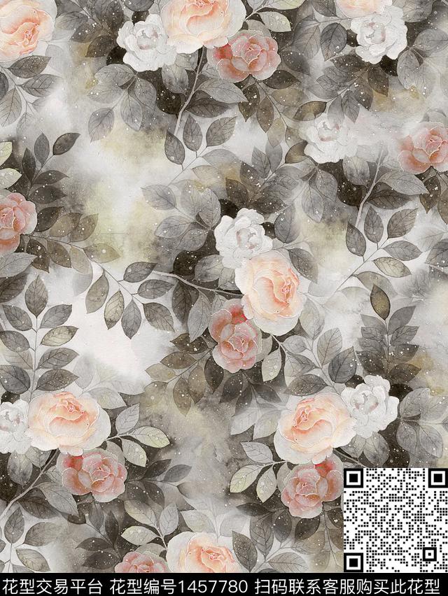 21-10-17.jpg - 1457780 - 数码花型 花卉 香云纱 - 数码印花花型 － 女装花型设计 － 瓦栏
