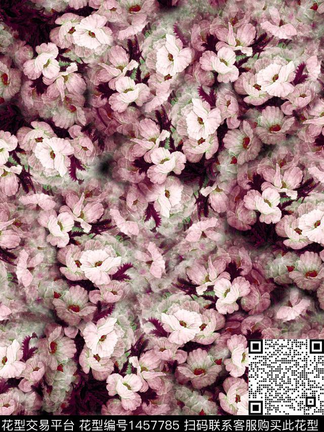 XT-21-26-2.jpg - 1457785 - 数码花型 花卉 香云纱 - 数码印花花型 － 女装花型设计 － 瓦栏