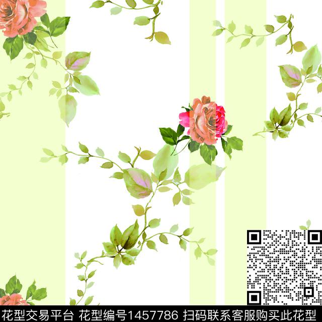 20024.jpg - 1457786 - 花卉 小清新 条纹 - 数码印花花型 － 女装花型设计 － 瓦栏