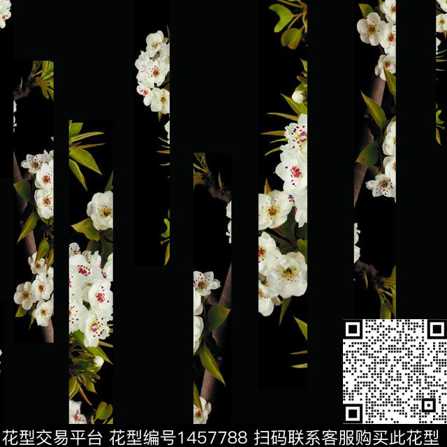 20023.jpg - 1457788 - 花卉 条纹 混合拼接 - 数码印花花型 － 女装花型设计 － 瓦栏