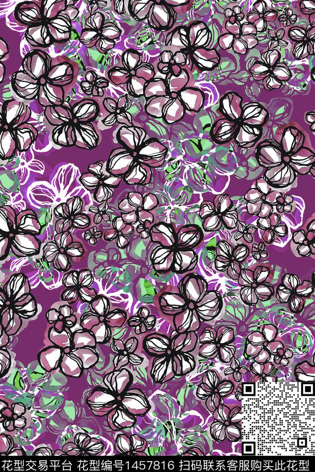 花卉20063-3.jpg - 1457816 - 复古 花卉 大牌风 - 数码印花花型 － 女装花型设计 － 瓦栏