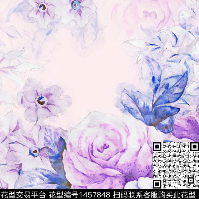w211019 (1).jpg - 1457848 - 数码花型 大牌风 手绘玫瑰 - 数码印花花型 － 方巾花型设计 － 瓦栏