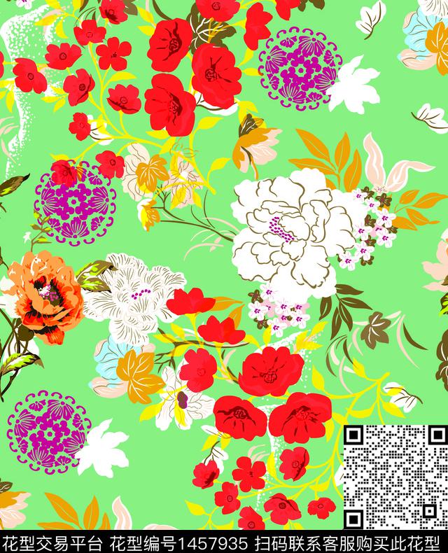 12.jpg - 1457935 - 水彩 数码花型 花卉 - 数码印花花型 － 女装花型设计 － 瓦栏