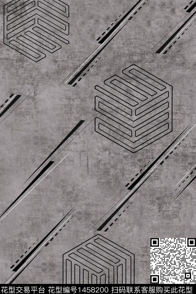 几何男装纹理数码印花花型下载（图片编号: 1458200） - 瓦栏（Walan）