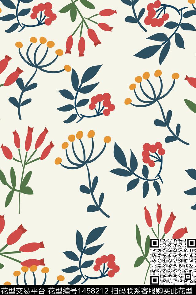 混色花朵.jpg - 1458212 - 绿植树叶 少女 大牌风 - 数码印花花型 － 女装花型设计 － 瓦栏