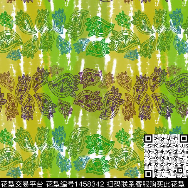 佩斯利图案渐变佩斯利数码印花花型下载（图片编号: 1458342） - 瓦栏（Walan）