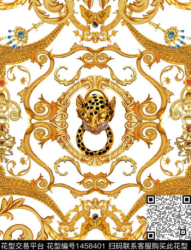 男装定位花字母豹纹数码印花花型下载（图片编号: 1458401） - 瓦栏（Walan）