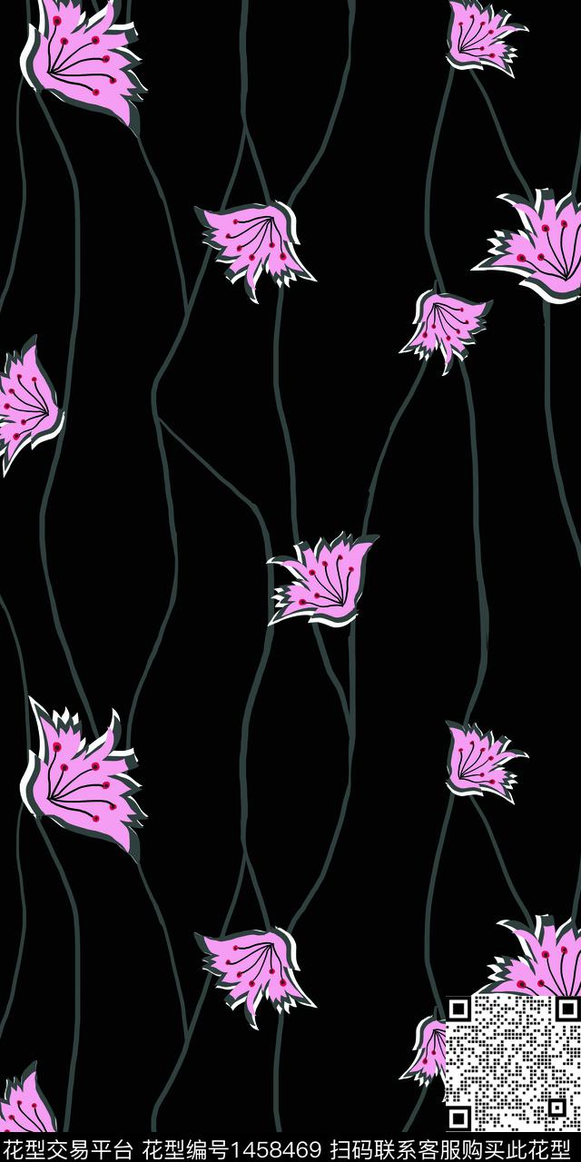 20009.jpg - 1458469 - 手绘 线条 混合拼接 - 数码印花花型 － 女装花型设计 － 瓦栏