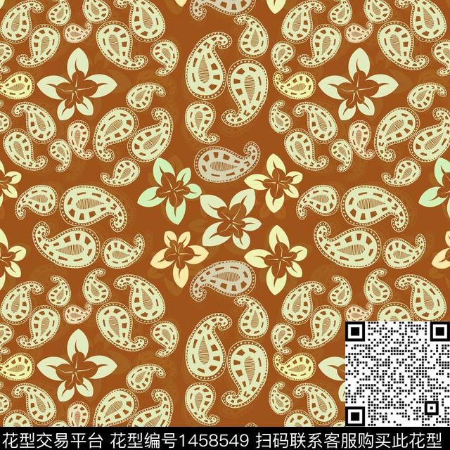 大牌风小碎花佩斯利图案传统印花花型下载（图片编号: 1458549） - 瓦栏（Walan）