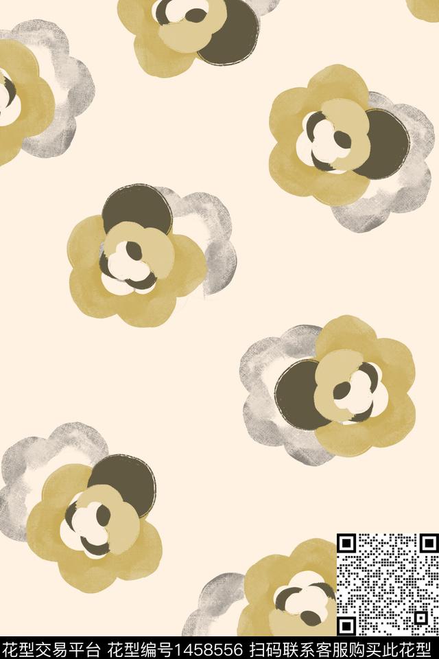 几何花卉抽象卡通数码印花花型下载（图片编号: 1458556） - 瓦栏（Walan）