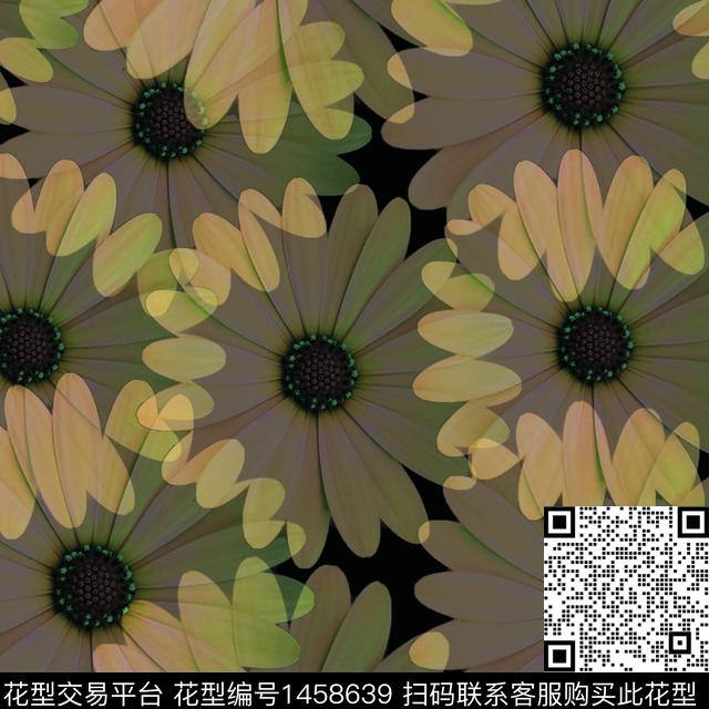20032.jpg - 1458639 - 花卉 剪影 向日葵 - 数码印花花型 － 女装花型设计 － 瓦栏