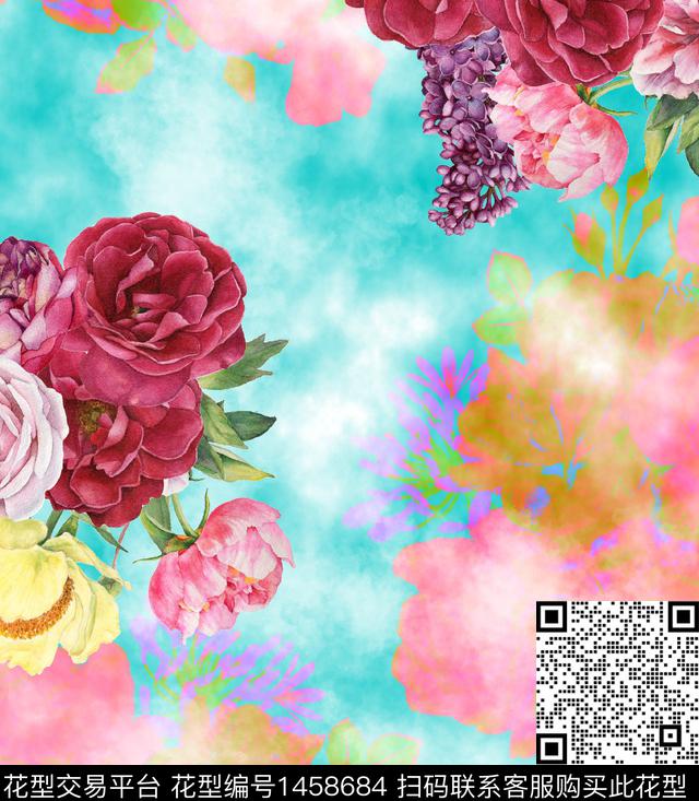 89.jpg - 1458684 - 水彩 数码花型 花卉 - 数码印花花型 － 女装花型设计 － 瓦栏