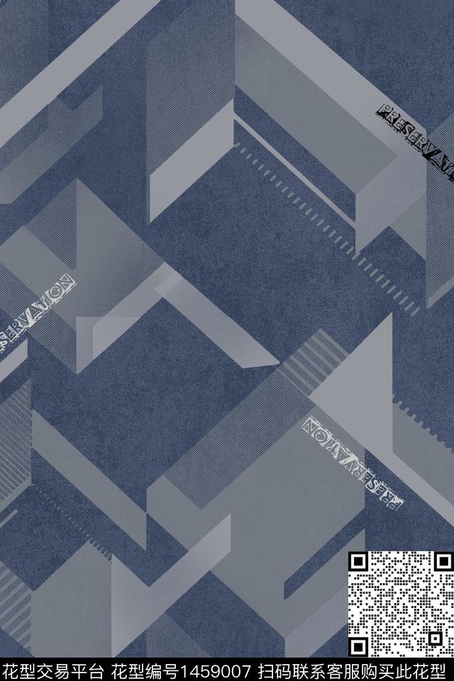 几何线条男装数码印花花型下载（图片编号: 1459007） - 瓦栏（Walan）